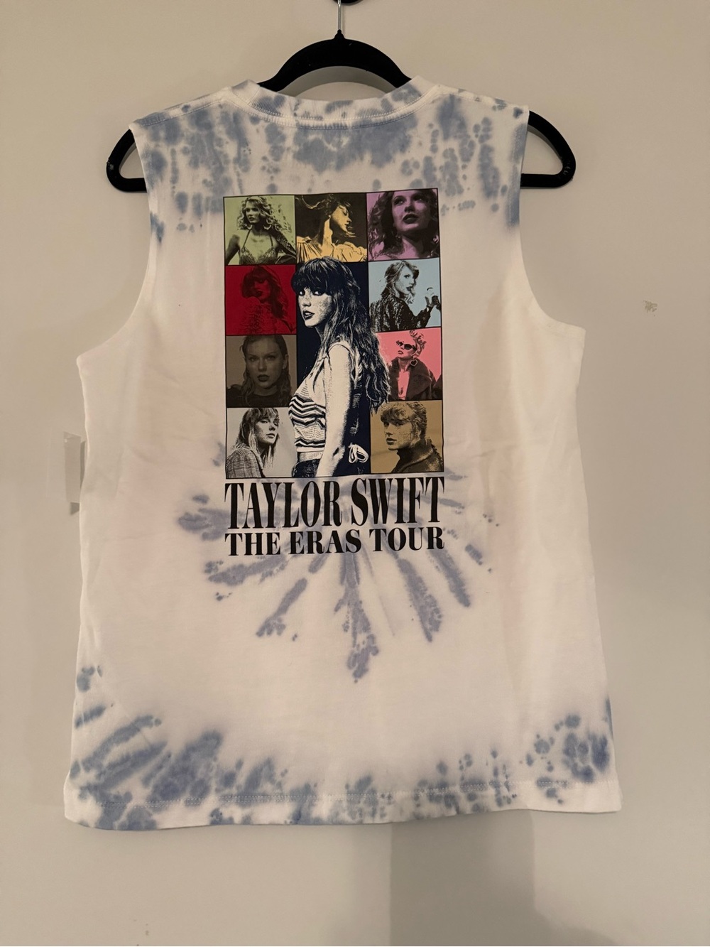 Taylor Swift White & Blue Tie-DyeMuscle Tank - The Eras Tour